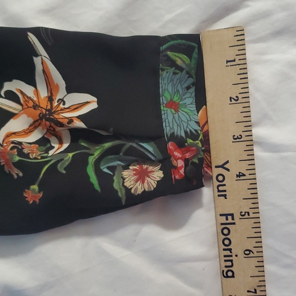 : fleur bleve black floral design button front Drawstring tunic dress top sz 8 - Picture 15 of 16